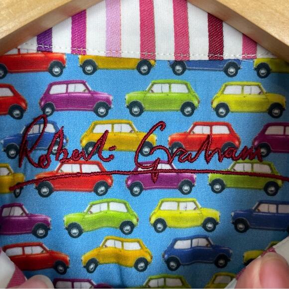 Robert Graham White Multi Color Stripe long Sleeve Shirt Flip Cuff XL - Picture 3 of 8